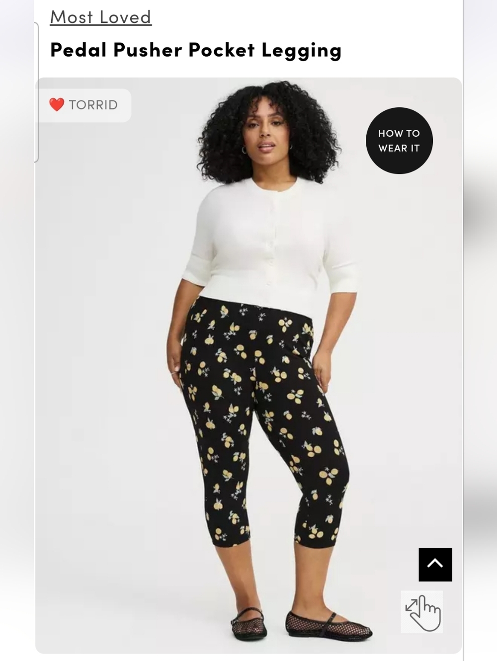 torrid Black Lemon Print Pedal Pusher Leggings